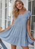 Bohemian Cute Blue Short Mini Dress